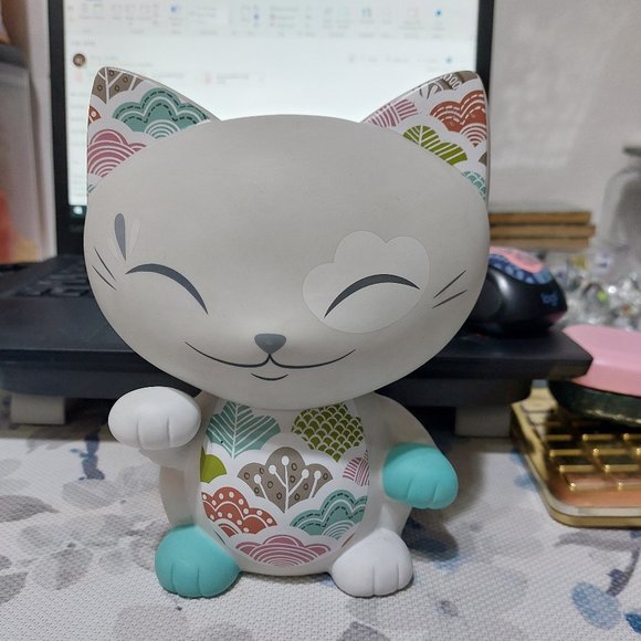 Rare Super Cute Adorable Maneki Neko Japanese Mani The Lucky Cat Piggy Bank - Picture 6 of 16